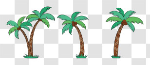 Palm Trees - Cartoon Palm Trees In Tropical Setting Transparent PNG