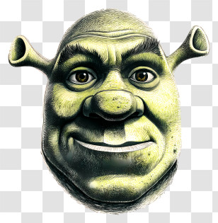 Shrek Head - Green Ogre Face From Fantasy Animation Transparent PNG