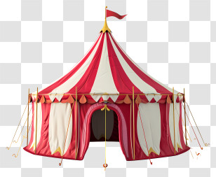 Tent Of Carnival - Classic Striped Circus Tent In Red And White Transparent PNG