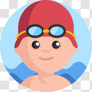 Swimmer - Cartoon Swimmer In Red Cap For Summer Fun Transparent PNG