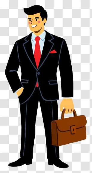 Businessman Holding Briefcase - Businessman In Black Suit With Briefcase Transparent PNG