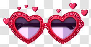 Pink Sunglasses - Red Heart-Shaped Sunglasses Transparent PNG
