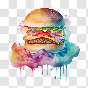 Watercolor Burger
 - Artistic Watercolor Burger Illustration Transparent PNG