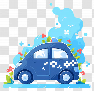 Electric Vehicle - Eco-Friendly Cartoon Car Transparent PNG