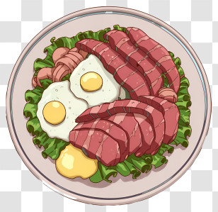 Cartoon - Steak And Eggs Breakfast Transparent PNG