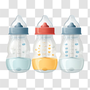 Milk Bottle
 - Set Of Baby Bottles In Different Colors Transparent PNG