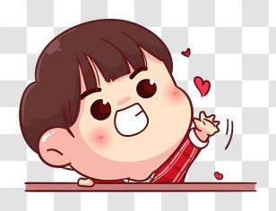 Cartoon Character - Cute Boy With Hearts Transparent PNG