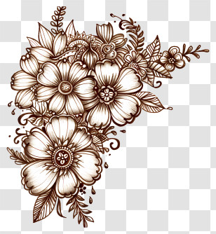 Mehndi Design Flower - Brown Floral Patterned Art Illustration Transparent PNG