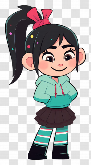 Vanellope - Playful Cartoon Girl With Colorful Outfit Transparent PNG