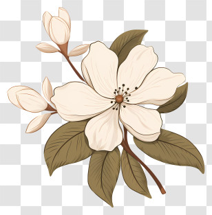Flower - Illustration Of White Flower Branch Transparent PNG