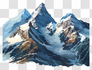 Mountain Range - Snow-Covered Mountain Peaks Illustration Transparent PNG