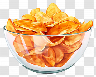 Bowl Of Potato Chips - Bowl Full Of Golden Potato Chips Transparent PNG