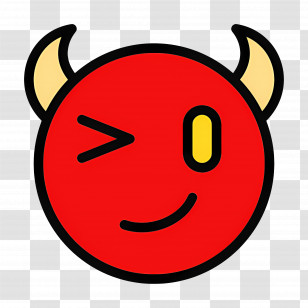 Devil Emoji - Winking Red Devil Emoji With Horns Transparent PNG
