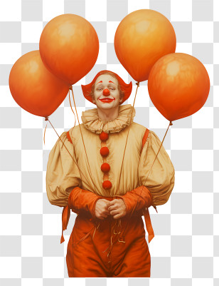Clown With Balloons - Clown Holding Orange Balloons Illustration Transparent PNG