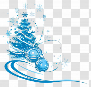 Blue Christmas - Christmas Tree With Ornaments Transparent PNG