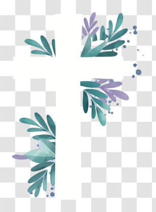 Cartoon - Decorative Cross With Leaves Transparent PNG