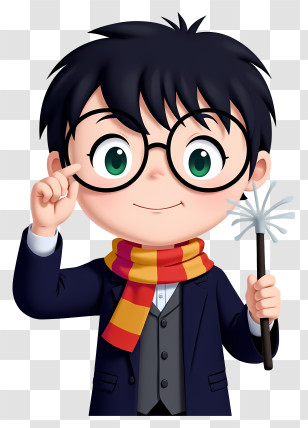 Harry Potter - Cute Boy Wizard With Wand Transparent PNG