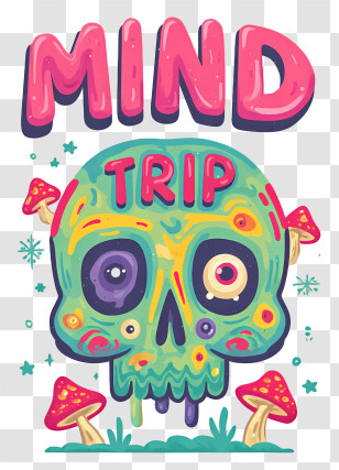Mind Trip - Psychedelic Mind Trip Skull Transparent PNG