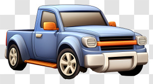 Blue Truck - Blue Cartoon Pickup Truck Illustration Transparent PNG