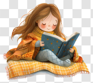 Childrens Bedtime Stories - Cartoon Girl Reading A Book Under A Blanket Transparent PNG