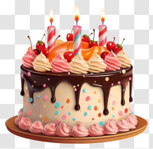 Birthday Cake - Celebratory Birthday Cake With Candles Transparent PNG