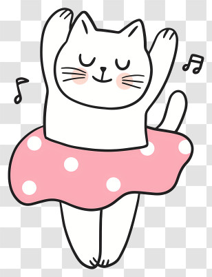 Cat In Tutu - Cute Dancing Cat In Pink Skirt Transparent PNG