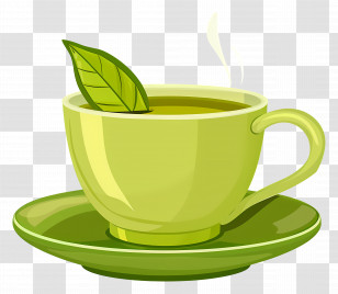 Green Tea Drink - Green Tea Cup With Saucer Transparent PNG