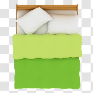 Top View - Bed With Bright Green Bedding Transparent PNG
