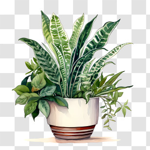 Houseplant Appreciation Day - Green Potted Plants Watercolor Painting Transparent PNG