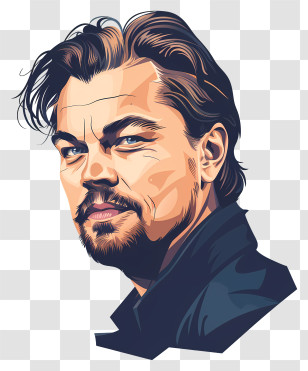 Leonardo Dicaprio - Bearded Man Portrait Illustration Transparent PNG