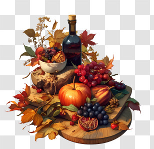 Autumn Still Life - Autumn Still Life With Fruits And Wine Transparent PNG