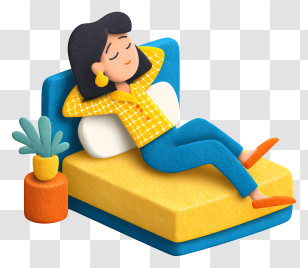 Girl Relaxing On Bed - Relaxing Woman On Bed Transparent PNG