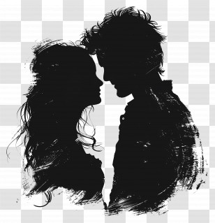 Couple Silhouette - Romantic Couple Silhouette Art Transparent PNG