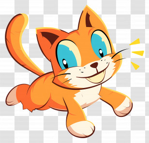Scratch Cat - Cheerful Playful Cartoon Orange Cat Transparent PNG