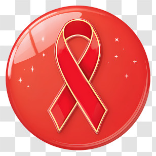 Red Ribbon Icon - Red Awareness Ribbon Badge Transparent PNG
