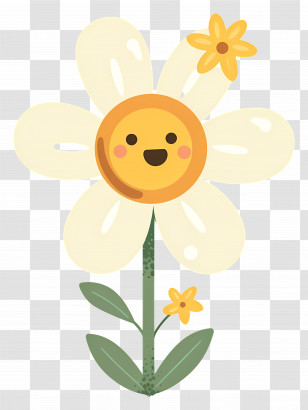 Flower Emoji - Happy Daisy Cartoon Transparent PNG