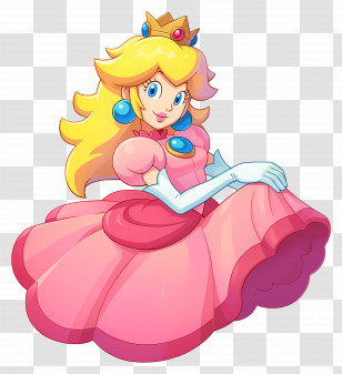 Princess Peach - Beautiful Princess In A Pink Dress Transparent PNG