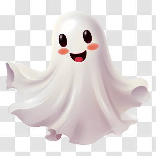 Halloween Ghost - Cheerful Cartoon Ghost With A Smiling Face Transparent PNG