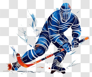 Trendy Retro Style Ice Hockey - Dynamic Ice Hockey Player Illustration Transparent PNG