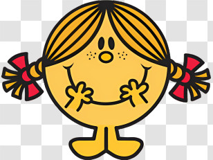 Smiley - Smiling Cartoon Girl With Pigtails Transparent PNG