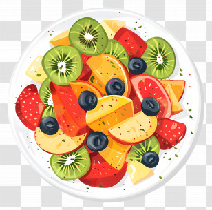 Fruit Salad - Colorful Bowl Of Fresh Fruit Salad Transparent PNG