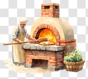 Calzone Baking - Baker With Wood-Fired Brick Oven Transparent PNG