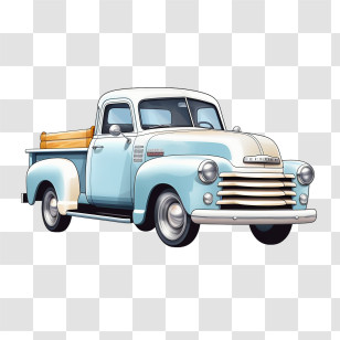Truck - Vintage Blue Pickup Truck Illustration Transparent PNG