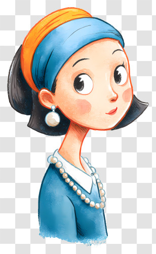 Girl With Pearl Earring - Elegant Girl With Headband Transparent PNG