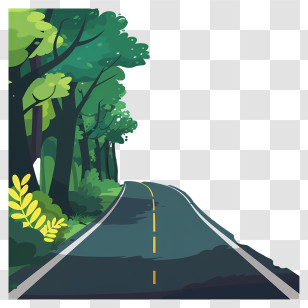 Summer Forest - Scenic Road Through A Green Forest Transparent PNG