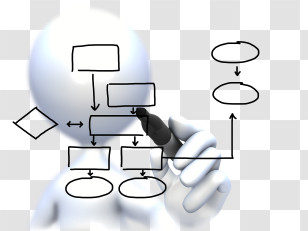Stick Figure - Cartoon Figure Drawing A Flowchart On Clear Background Transparent PNG