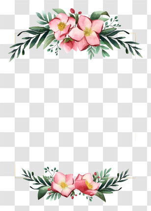 Wedding Frame - Pink Floral Frame With Botanical Details Transparent PNG