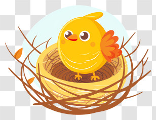 Bird Nest - Yellow Bird In Cozy Nest Transparent PNG