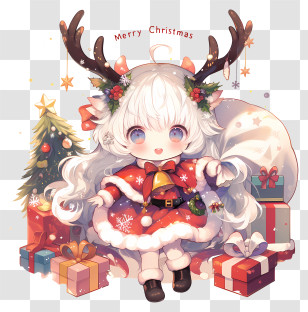 Chibi Christmas - Festive Christmas Anime Character Transparent PNG