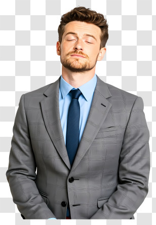 Bored Businessman - Content Man In Suit With Closed Eyes Transparent PNG